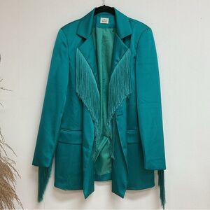 Teal Fringe Blazer Jacket